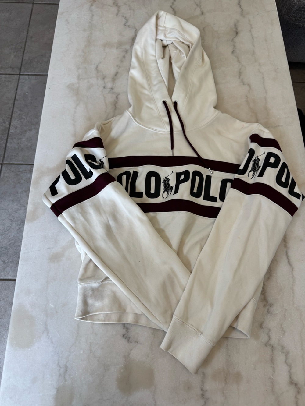 Ralph Lauren White Hoodie with Navy & Gold Label